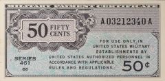 50c Military Payment Certificate Series 461 AU Uncertified
