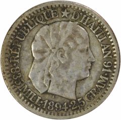 1894 Haiti 10 Centimes KM44 EF Uncertified