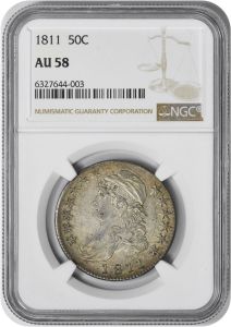 1811 Bust Silver Half Dollar Large 8 AU58 NGC