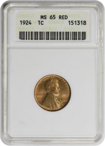 1924 Lincoln Cent MS65RD ANACS