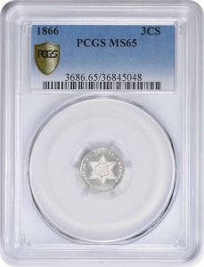 1866 Three Cent Silver MS65 PCGS
