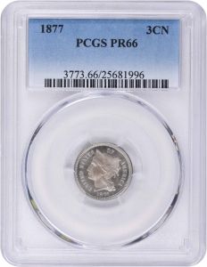 1877 Three Cent Nickel PR66 PCGS