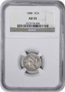 1888 Three Cent Nickel AU55 NGC