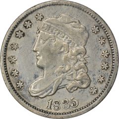 1835 Bust Silver Half Dime AU Large Date, Large 5C Uncertified #206