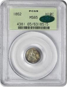 1862 Liberty Seated Silver Half Dime MS65 PCGS (CAC)