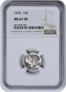 1935 Mercury Silver Dime MS67FB NGC