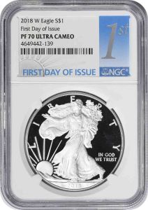 2018-W $1 American Silver Eagle PF70UCAM First Day of Issue NGC