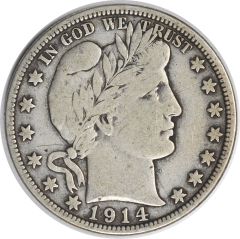 1914 Barber Silver Half Dollar F Uncertified #302