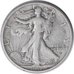 1917-S Walking Liberty Silver Half Dollar Obverse VF Uncertified #939