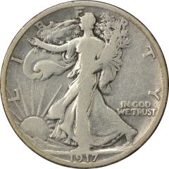 1917-S Walking Liberty Silver Half Dollar Reverse F Uncertified