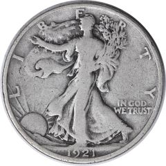 1921-D Walking Liberty Silver Half Dollar F Uncertified #107