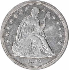 1842 Liberty Seated Silver Dollar EF Uncertified #250