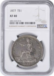 1877 Trade Silver Dollar EF40 NGC