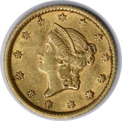 1854 $1 Gold Type 1 AU Uncertified #344