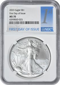2023 $1 American Silver Eagle MS70 First Day of Issue NGC
