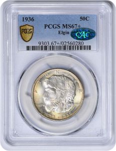 Elgin Commemorative Silver Half Dollar 1936 MS67+ PCGS (CAC)