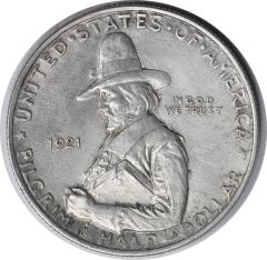 Pilgrim Commemorative Silver Half Dollar 1921 AU Uncertified #1014