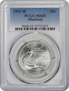 1993-W Madison Commemorative Half Dollar MS69 PCGS