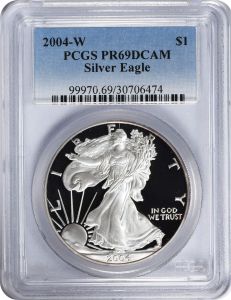 2004-W $1 American Silver Eagle PR69DCAM PCGS