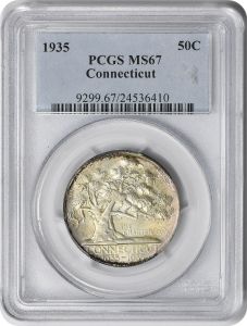 Connecticut Commemorative Silver Half Dollar 1935 MS67 PCGS