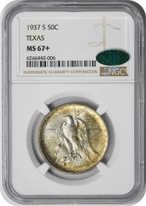 Texas Commemorative Silver Half Dollar 1937-S MS67+ NGC (CAC)
