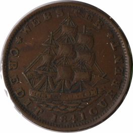 1841 Hard Times Token Daniel Webster HT-16 EF Uncertified