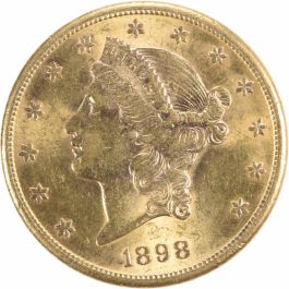 1898-S $20 Gold Liberty Head MS60 Uncertified #118