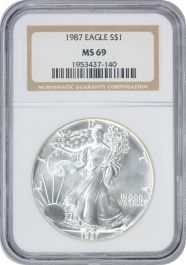 1987 $1 American Silver Eagle MS69 NGC 1987 $1 American Silver Eagle MS69 NGC