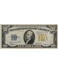 1934A $10 WWII Emergency Issue Silver Certificate - North Africa/Europe FR2309 EF Uncertified