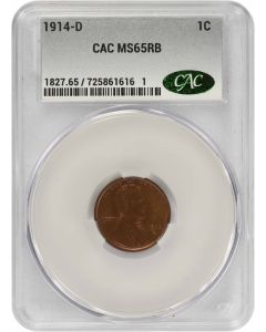 1914-D Lincoln Cent MS65RB CACG