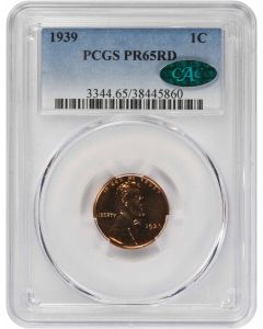 1939 Lincoln Cent PR65RD PCGS (CAC)