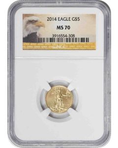 2014 $5 American Gold Eagle MS70 NGC