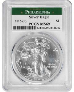 2016-(P) $1 American Silver Eagle Struck at Philadelphia MS69 PCGS