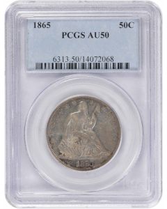 1865 Liberty Seated Half Dollar AU50 PCGS