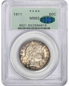 1911 Barber Silver Half Dollar MS63 PCGS OGH (CAC)