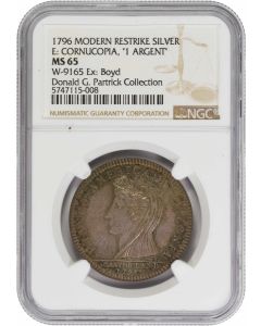 1796 Castorland Silver Medal Restrike Cornucopia MS65 NGC