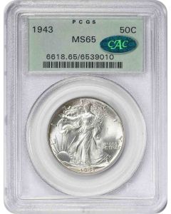 1943 Walking Liberty Silver Half Dollar MS65 PCGS OGH (CAC)