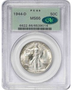 1944-D Walking Liberty Silver Half Dollar MS66 PCGS OGH (CAC)