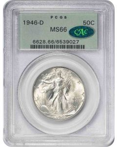 1946-D Walking Liberty Silver Half Dollar MS66 PCGS OGH (CAC)