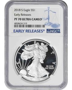 2018-S $1 American Silver Eagle PF70UCAM Early Releases NGC