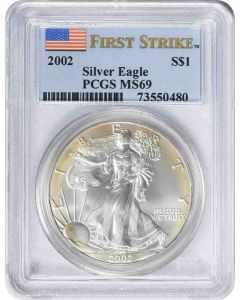 2002 $1 American Silver Eagle MS69 First Strike PCGS