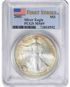 2003 $1 American Silver Eagle MS69 First Strike PCGS