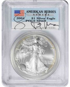 2004 $1 American Silver Eagle MS69 First Strike PCGS (Lance Armstrong Signature)
