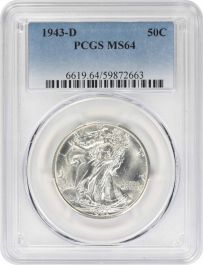 1943-D Walking Liberty Silver Half Dollar MS64 PCGS