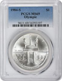 1ドル銀貨1984年アメリカL.A.オリンピックPCGS MS69 商品説明必読 1984-S Olympic Commemorative Silver Dollar MS69 PCGS