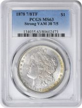 1878 7/8TF VAM 38 7/5 Morgan Silver Dollar Strong MS63 PCGS