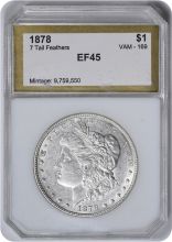 1878 7TF VAM 169 Morgan Silver Dollar EF45 PCI
