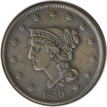 1840 Large Cent Large Date AU Uncertified #202