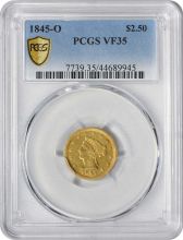 1845-O $2.50 Gold Liberty Head VF35 PCGS