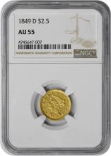 1849-D $2.50 Gold Liberty Head AU55 NGC